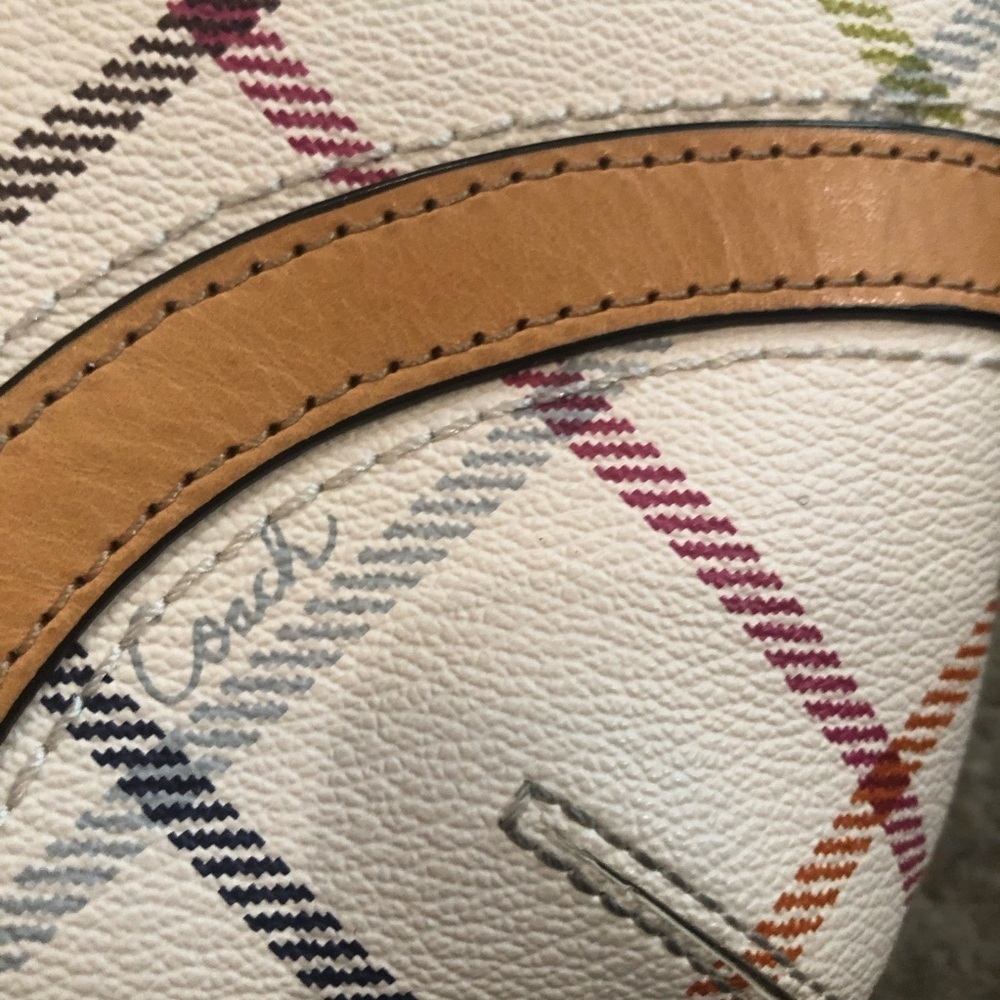 Coach Factory Peyton diagonal tattersall plaid shoulder crossbody zipper close - Picture 11 of 15